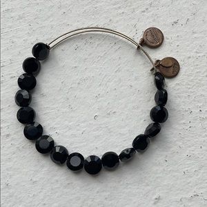 Alex and ani gold bangle with black beads
